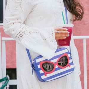 NWT $178 Kate Spade Make a Splash Mindy Crossbody Bag Purse Stripe Sunglasses